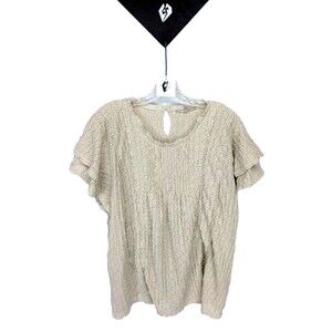 My Danielle Women's Layer  Lace Flutter Short Sleeve Round Neckline Top XL